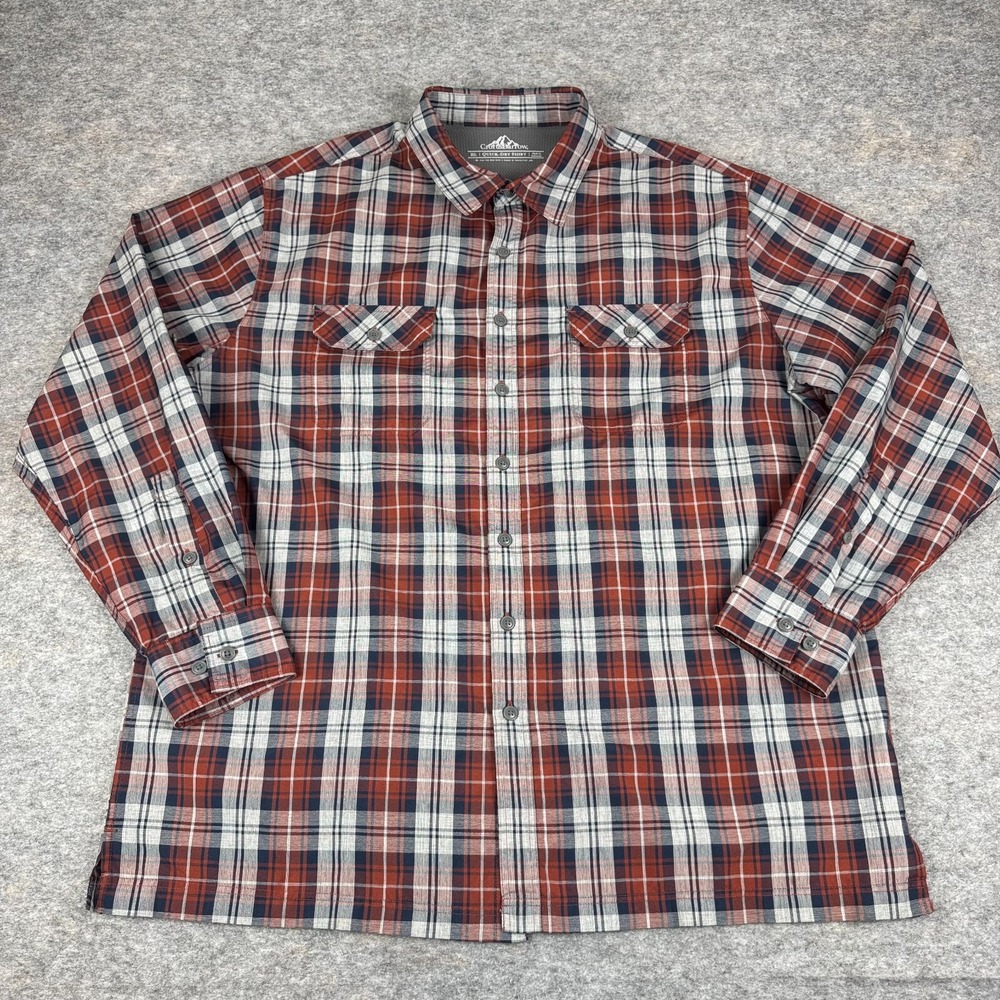 Croft & Barrow Quick Dry Button Up Shirt Plaid Pockets Long Sleeve Mens XL